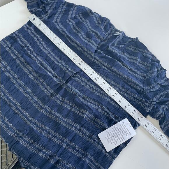 Ellos Dress Women 10 Blue Stripe‎ V Neck Tunic Shift Side Slit - Picture 6 of 8